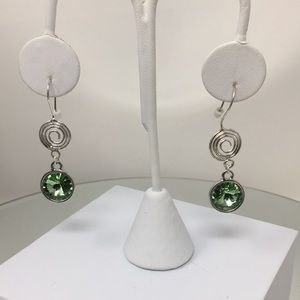 Swarovski Silver & Green Swirl Earrings